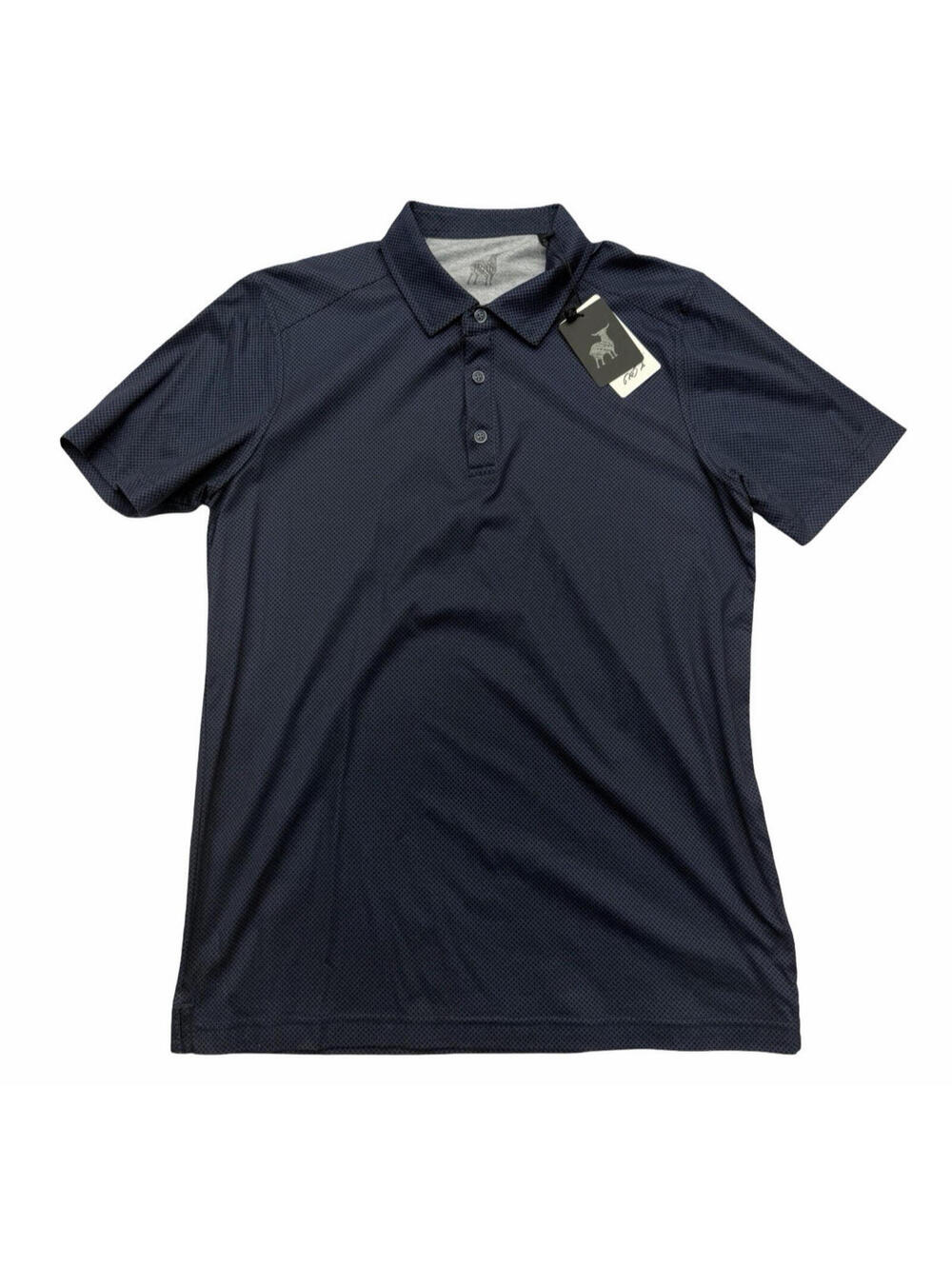 Raffi Polo Shirt Cotton Geometric Navy Size M